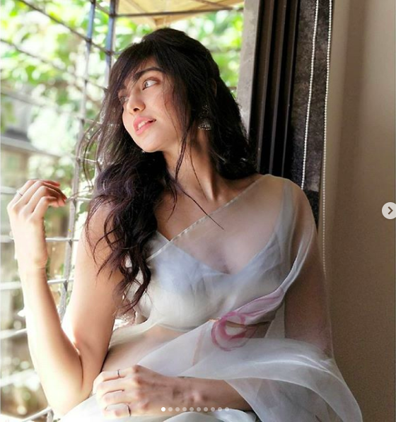 adah sharma in paper like saree latest photos