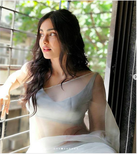 adah sharma in paper like saree latest photos