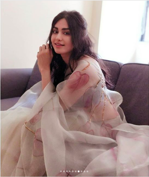 adah sharma in paper like saree latest photos