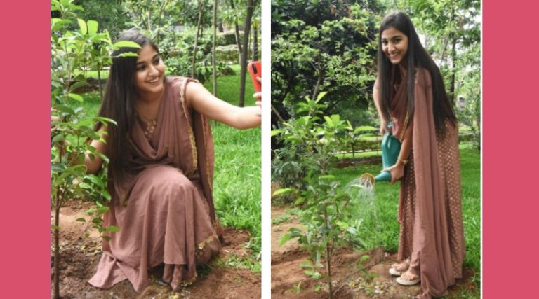 గ్రీన్ ఇండియా ఛాలెంజ్ ను స్వీకరించి మొక్కలు నాటిన వర్థమాన నటి ప్రణవి మానుకోండ