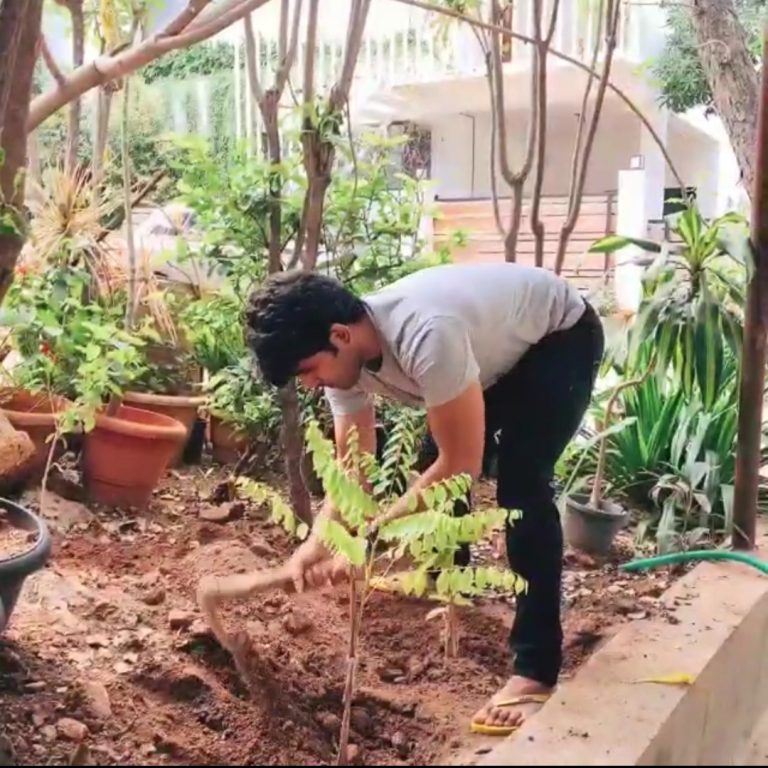 Allu Sirish accepts green India challenge, plants saplings