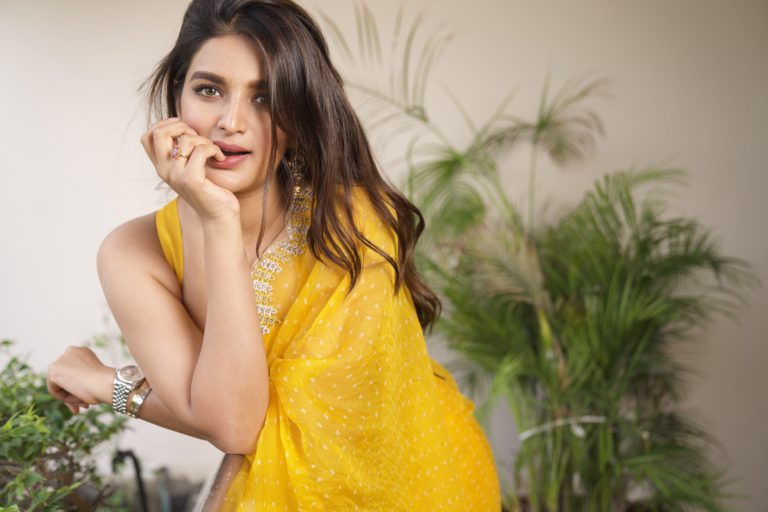 Nidhi Agerwal In Yellow saree wow