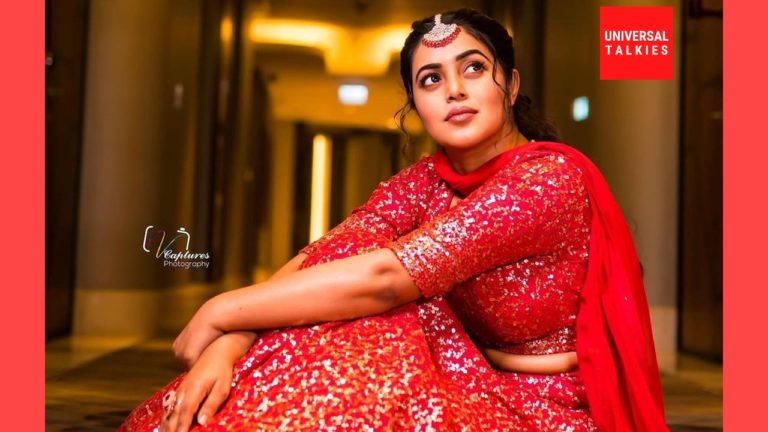 Poorna actress in red dress