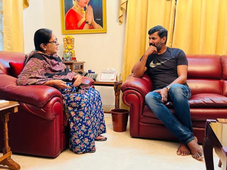 Hero Vishal visited legendary actress Sarojadevi