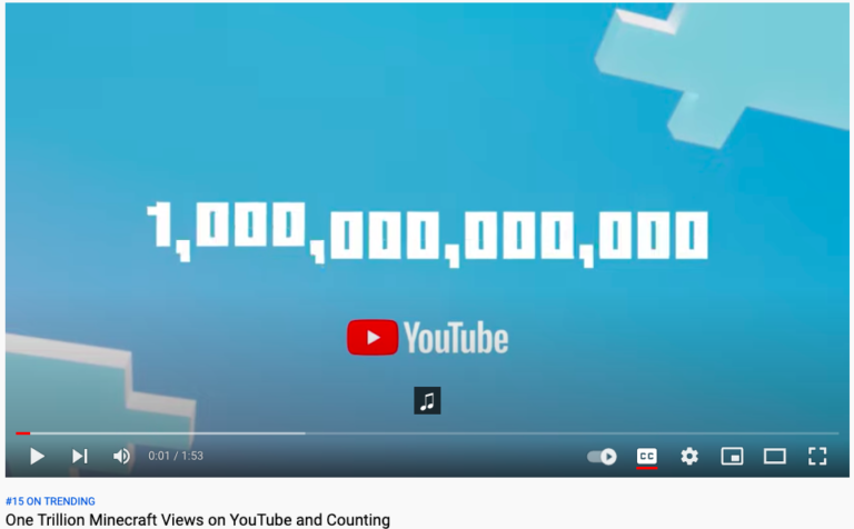 Minecraft crosses 1 trillion views on Youtube