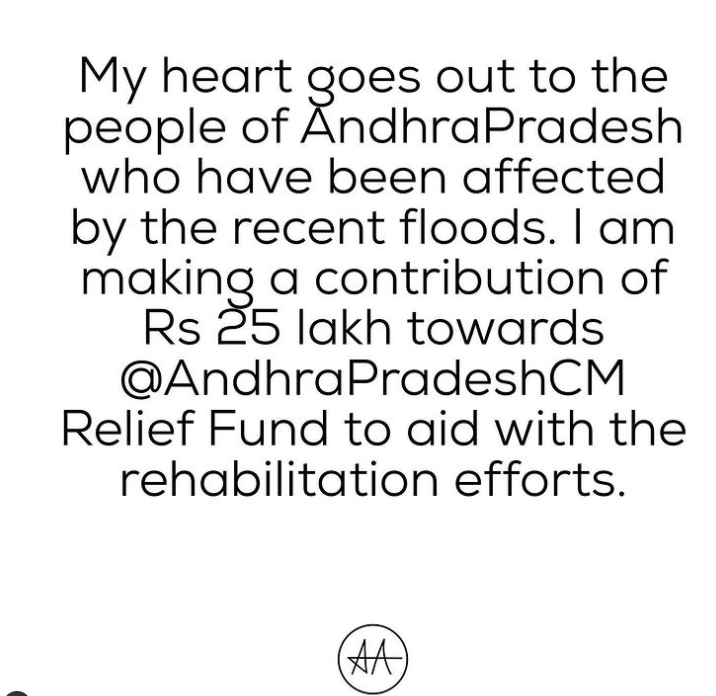 Allu Arjun donates Rs 25 lakh to help AP flood victims