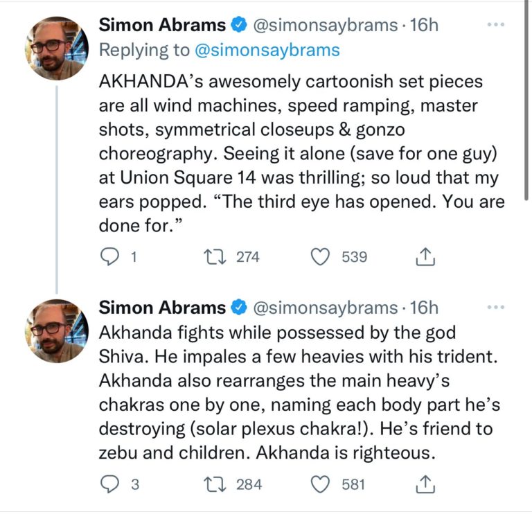 NY Times Critic review on Akhanda