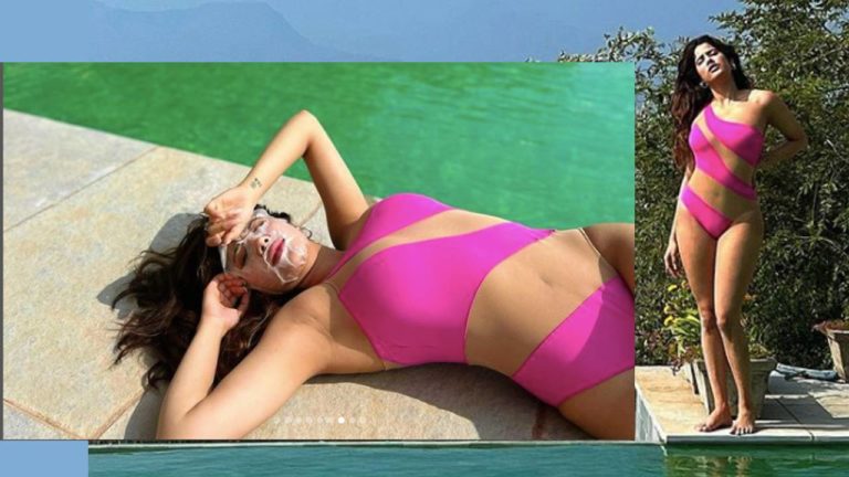 Janhvi Kapoor glowing in pink bikini