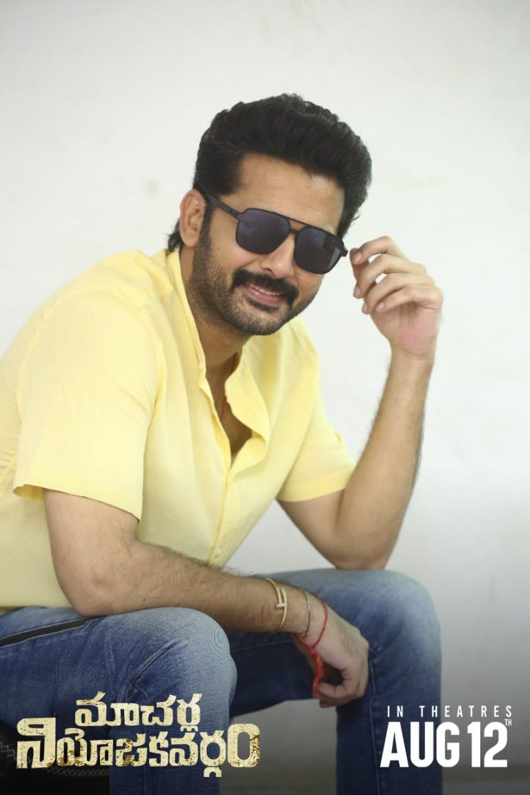 Macherla Niyojakavargam Hero in a Mass yellow look